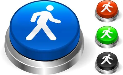 Walking Icon on Internet Button Stock Illustration