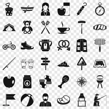 Walking icons set, simple style Ilustración de archivo