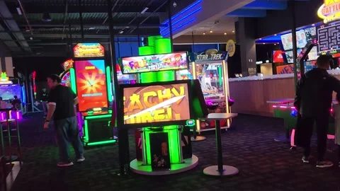 Walking Inside of Arcade Dave and Busters Stock Footage 243549679
