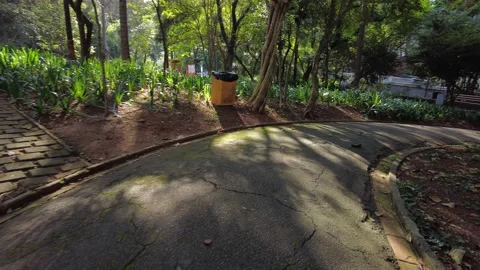 Walking inside of Buenos Aires pblic park, in Higienopolis Stock Footage 159773684