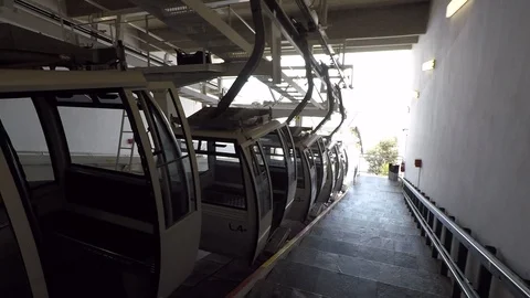 Walking inside the cable car Stock Footage 97576401