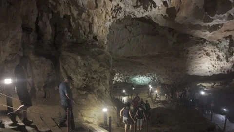 Walking inside cave at ha long bay Stock Footage 287210585