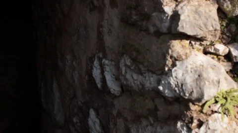 Walking inside First War's Tunnel in Carso Stock Footage 112052895