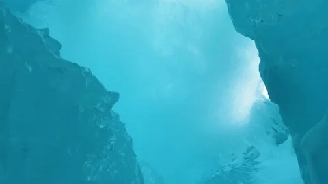 Walking inside a frozen cave Stock Footage 131627750