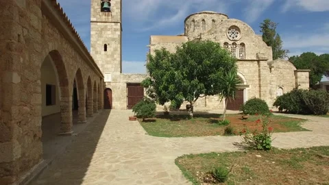 Walking Inside the garden of St. Barnabas Monastery. Cyprus. DJI-0248-02 Видео 137369658