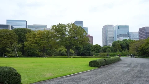 Walking inside Grounds of Imperial Palace in Tokyo, Japan Stock Footage 104407863