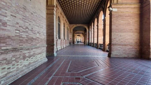 Walking inside the hallway of Spain Square Stock Footage 296708915