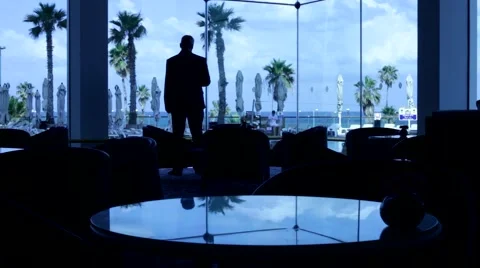 Walking Inside Hotel Sea View Stock Footage 44248280
