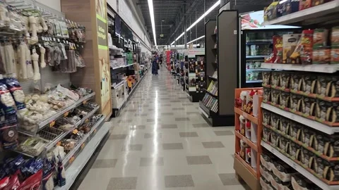 Walking Inside of Meijer Supermarket Dog Pet Supplies Retailer