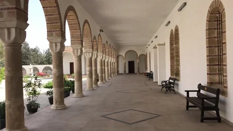 Walking inside a Monastery in Larnaca Video stock 89569109