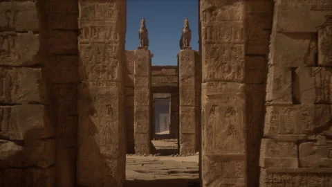 Walking inside the Pharaonic temple gives the impression of movement and vit Stock Footage 290850968