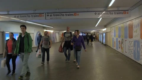 Walking Inside A Rome Metro Station In Rome, Italy Stock Footage 154973519