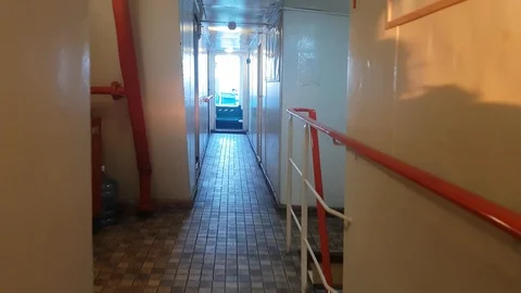 Walking inside the ship. Stock-Footage 125361117