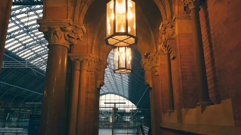 Walking inside St Pancras Railway Station. London. Stock Footage 112985346