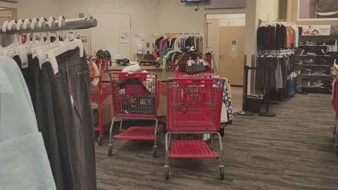 Walking Inside of Target Retailer Store Fitting Rooms Stock Footage 218397242