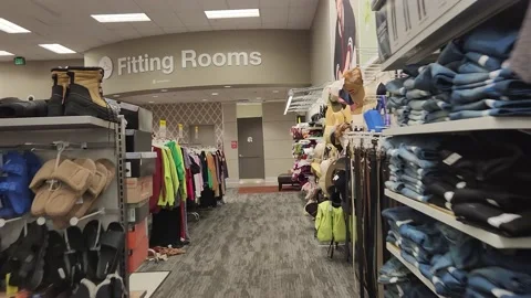 Walking Inside of Target Retailer Store Fitting Rooms Stock Footage 239089435