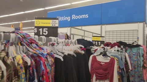 Walking Inside of Walmart Clothes Fitting Rooms Stock Footage 213625765