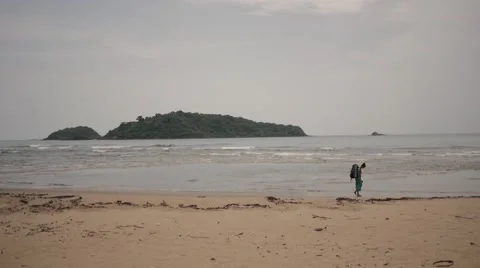Walking by island alone Stock Footage 60740778