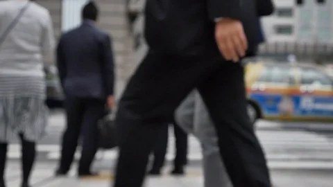 Walking the Japanese workers, no face Stock Footage 82631932