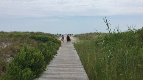 Walking to Jersey Shore Stock Footage 129053768