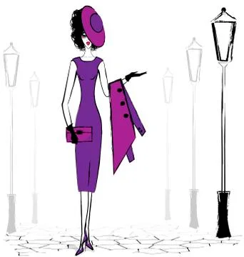 Walking lady Stock Illustration