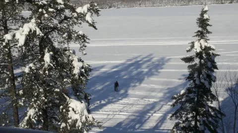 Walking on the lake Stock Footage 18099397