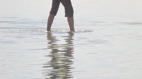 Walking in lake Stock Footage 27069678