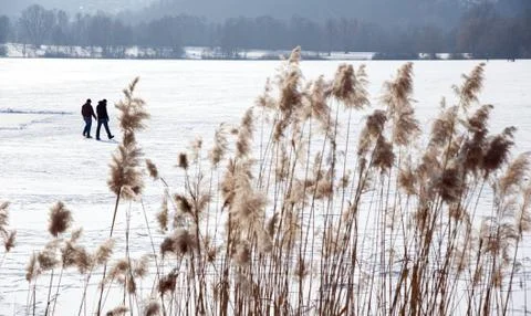 Walking on the lake Foto stock