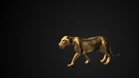 Walking lion in a loopable animation Stock Footage 254634069