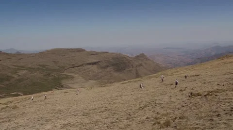 Walking in the Maloti  mountain Stock Footage 12265635