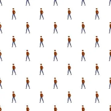 Walking man cartoon character repeating seamless pattern 스톡 일러스트