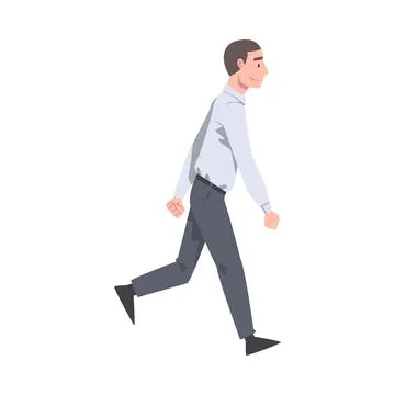 Walking Man Character Taking Steps Forward Side View Vector Illustration Stock Illustration