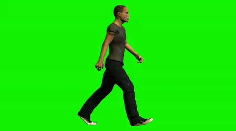 Walking Man on Chroma Key Stock Footage