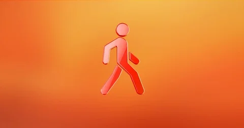 Walking Man on Crosswalk Red 3d Icon Stock Footage 74313341