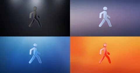 Walking Man on Crosswalk S 3d Icon Stock Footage