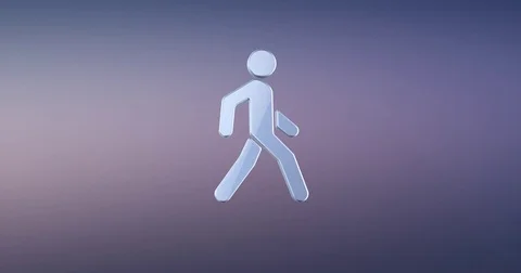 Walking Man on Crosswalk Silver 3d Icon Stock Footage