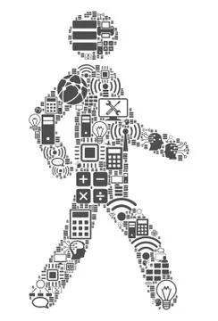 Walking Man Mosaic Icon for BigData and Computing Ilustração Stock