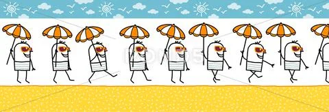 Walking man with parasol and sun glasses Stock Illustrationen