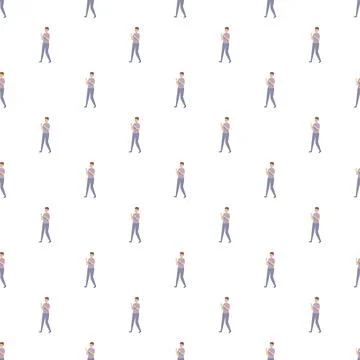 Walking man repeating pattern for seamless background Stock Illustration