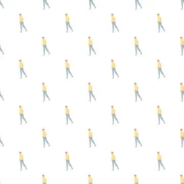 Walking man repeating pattern on white background Stock Illustration