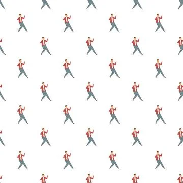 Walking man repeating pattern on white background Stock Illustration