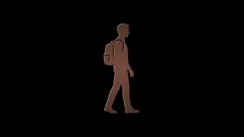 Walking man silhouette with backpack disintegration effect Stock Footage 325923725