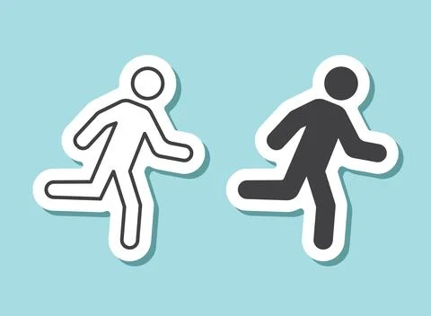 Walking man sticker icon in flat style. People vector illustration on isola.. イラスト素材