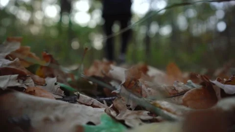Walking man walking in the grass Stockbeeldmateriaal 145984887