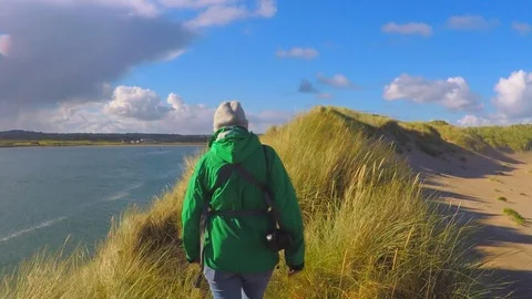 Walking in the Maram Grass Dunes Stock Footage 96707974