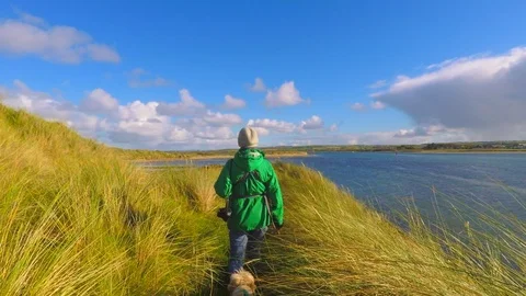 Walking in the Maram Grass Dunes Stock Footage 96709537