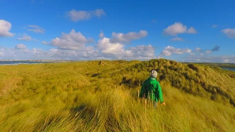 Walking in the Maram Grass Dunes Stock Footage 96710458