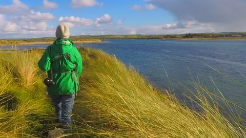 Walking in the Maram Grass Dunes Stock Footage 96714607