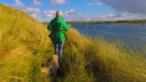 Walking in the Maram Grass Dunes Stock Footage 96714897