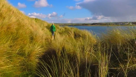 Walking in the Maram Grass Dunes Stock Footage 96715267